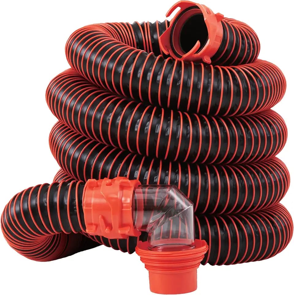 Lippert 20' RV Sewer Kit with 25 Mil Hose, Clear Elbow Fitting, Bayonet-Style Swivel Ends, Storage Caps, Gaskets - 2024121180