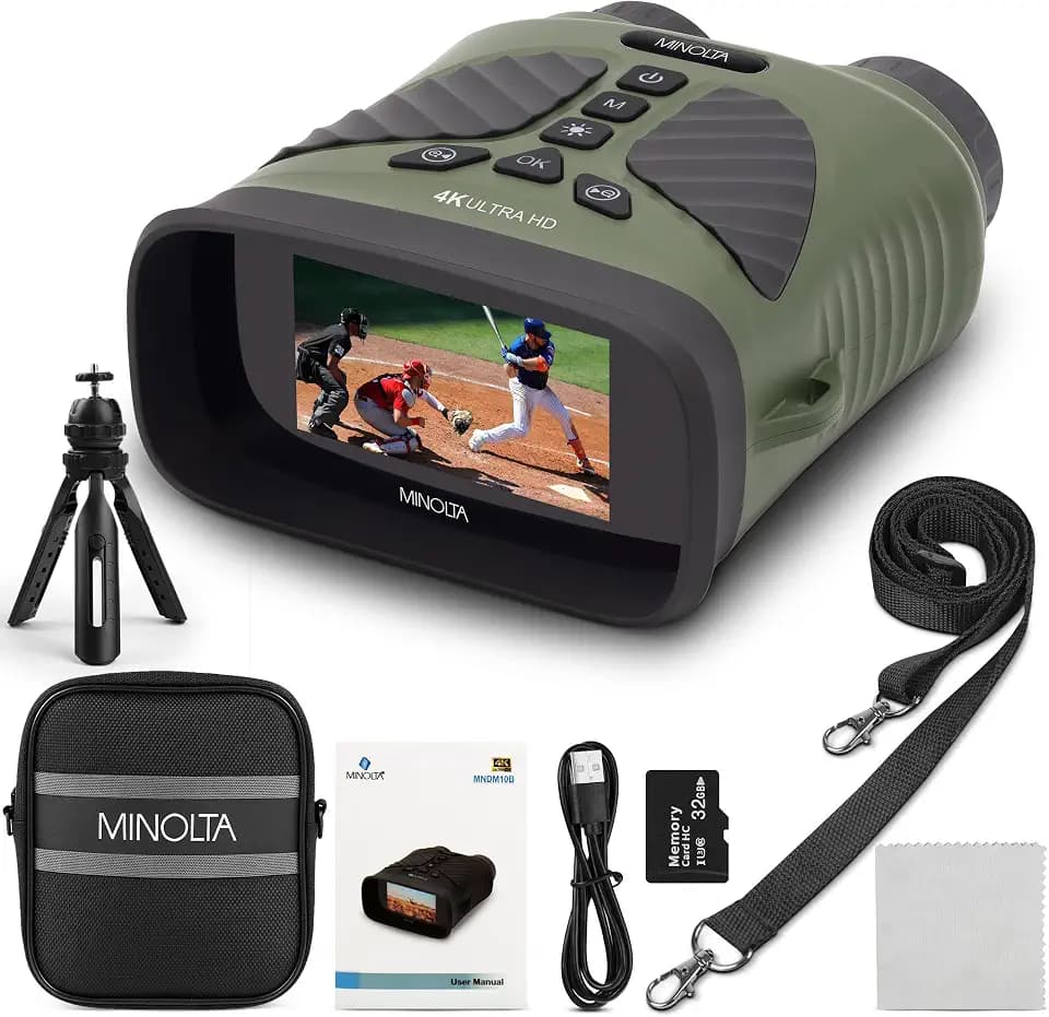 Minolta MNDM10B 10x25 Digital Night Vision Monocular with 4K Ultra HD Camer