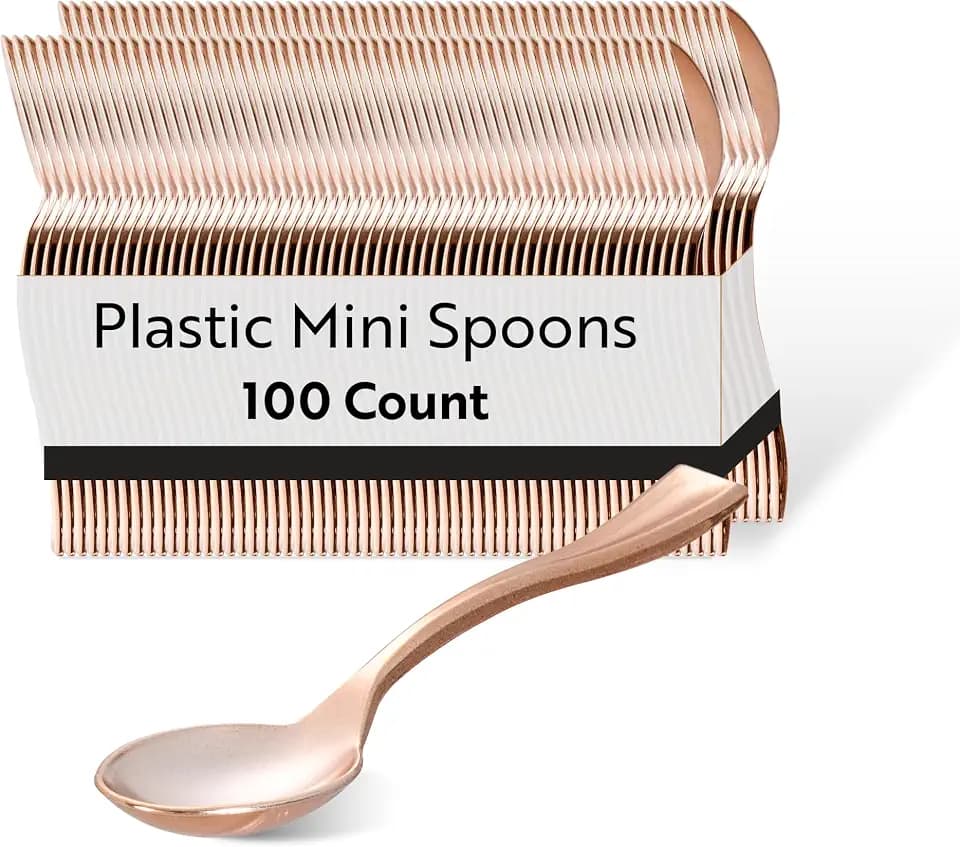 Restaurantware-4 Inch Mini Spoons, 500 Disposable Tiny Spoons - Heavy-Duty, Pair With Appetizers or Desserts, Rose Gold Plastic Sample Spoon, For Parties, Weddings, Or Catering
