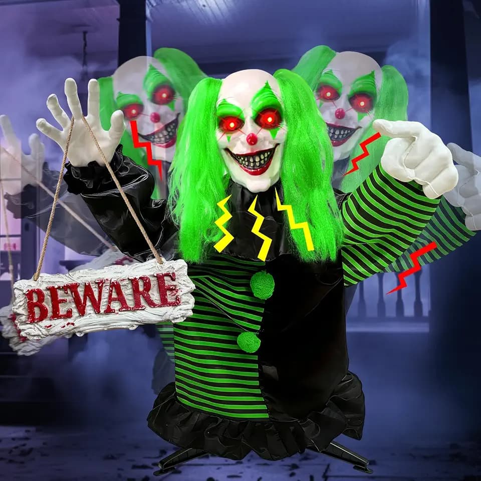 3 Ft Halloween Animatronics Yard Decorations Outdoor Standing Scary Clown