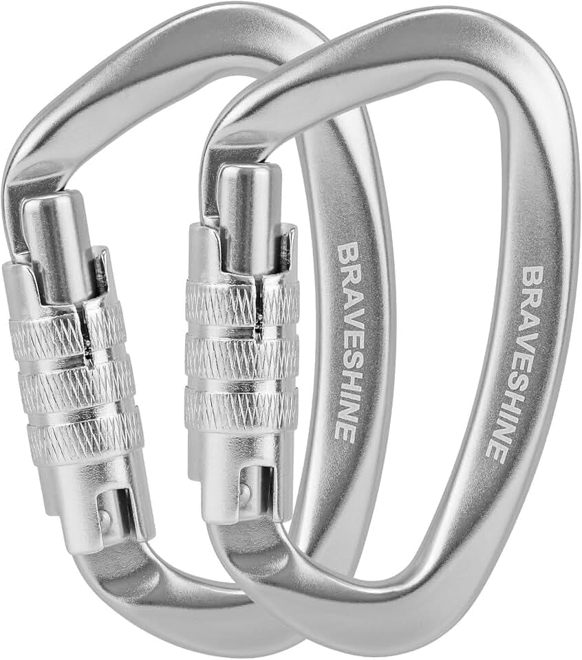 BRAVESHINE 12kN Twist Lock Karabinerhaken groß 80mm stabil | große Karabiner aus 7075 Flugzeugaluminium, belastbar bis 1200kg für Hundeleine, Schaukel, Hängematte, Sonnensegel, 2 Stück