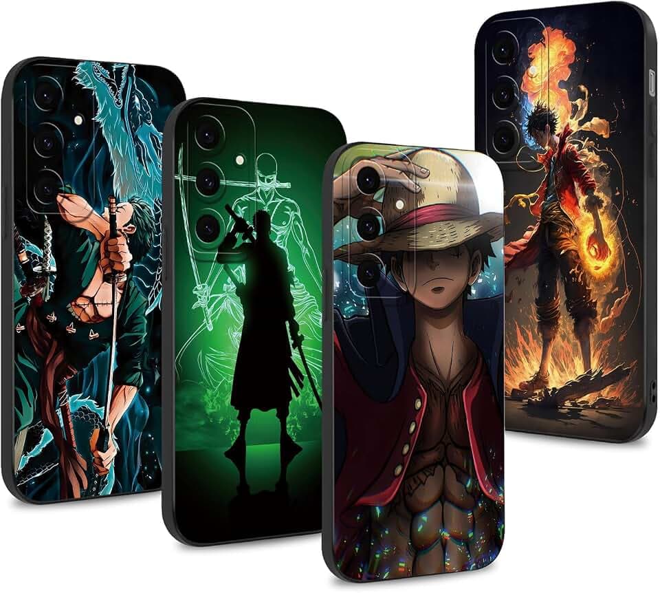 4 Stück Handyhülle für Samsung Galaxy S23 FE 5G Hülle 6.4'' Anime Luffy Zoro Gear 5 Sun God Nika Manga Muster Design Case Kameraschutz Schutzhülle TPU Silikon Weich Ultra Dünn- 02