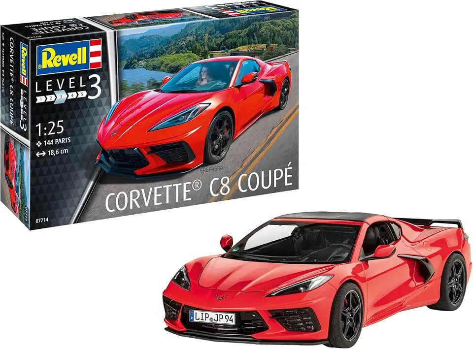Revell Modellbausatz I Corvette C8 Coupé I Detailreicher Level 3 Auto Bausatz I 100 Teile I Maßstab 1:25 I für Kinder und Erwachsene ab 10 Jahren