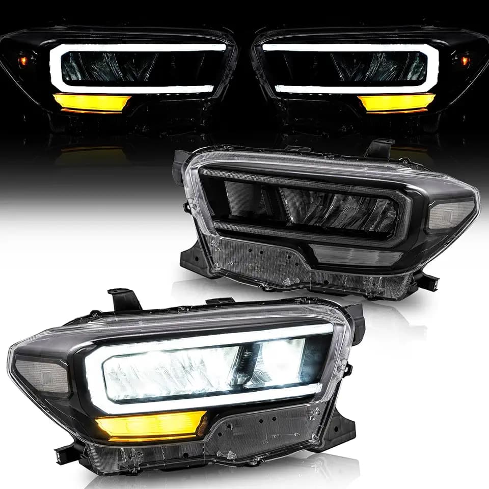 VLAND LED Headlights Compatible with Tacoma 3rd Gen N300 Pickup Truck 2016-2023 w/LED DRL w/Reflective Bowl Clear Reflector Front Lamp Set, No Need Extra Bulbs