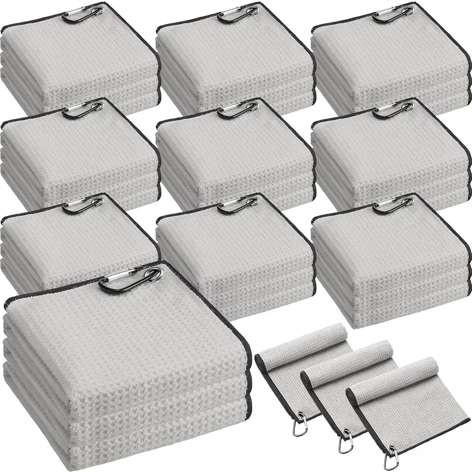 Batiyeer 30 Pcs Golf Towels Bulk for Bags 16'' x 16'', Gray