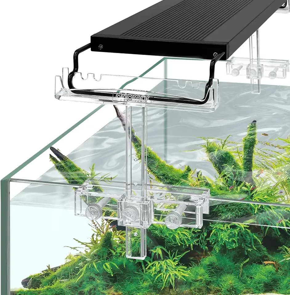 driamor Aquarium Light Riser Adjustable, Clear Acrylic Fish Tank LED Light Stand Aquarium Lamp Holder Bracket Kit 2pcs Transparent Support for Width 2.5-4.4 Inches Light with Extendable Bracket