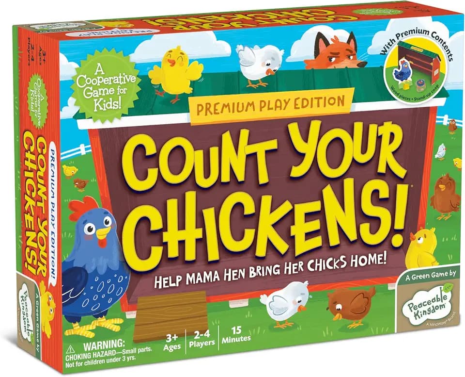 Peaceable Kingdom Count Your Chickens Cooperative Game, Premium Edition