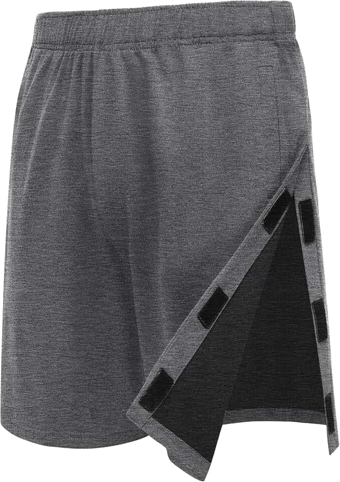 Deyeek Unisex Tear Away Shorts 9" Snap On Athletic Shorts Cotton Post Knee Hip Surgery Recovery Lounge Short with Pockets