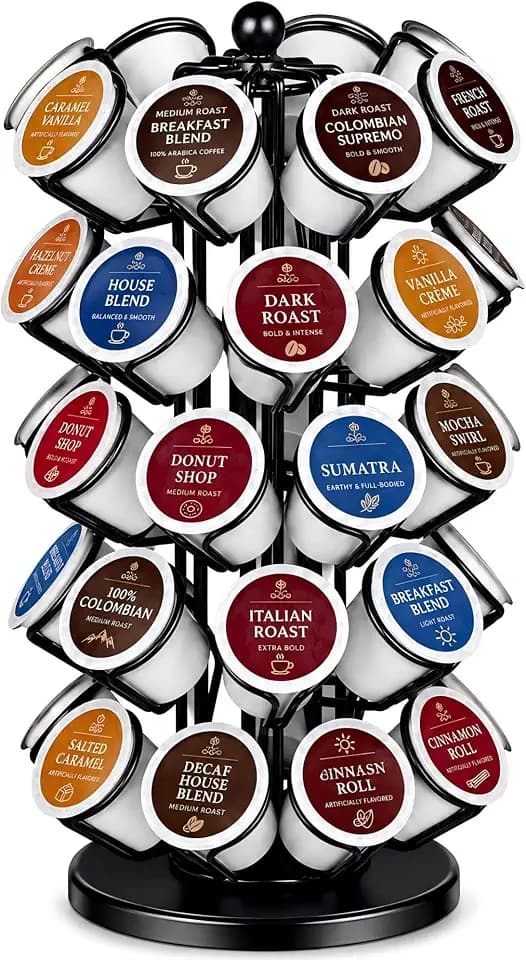K Cup Holder, Coffee Pod Holder Storage Organizer Stand, 40 Pods Carousel
