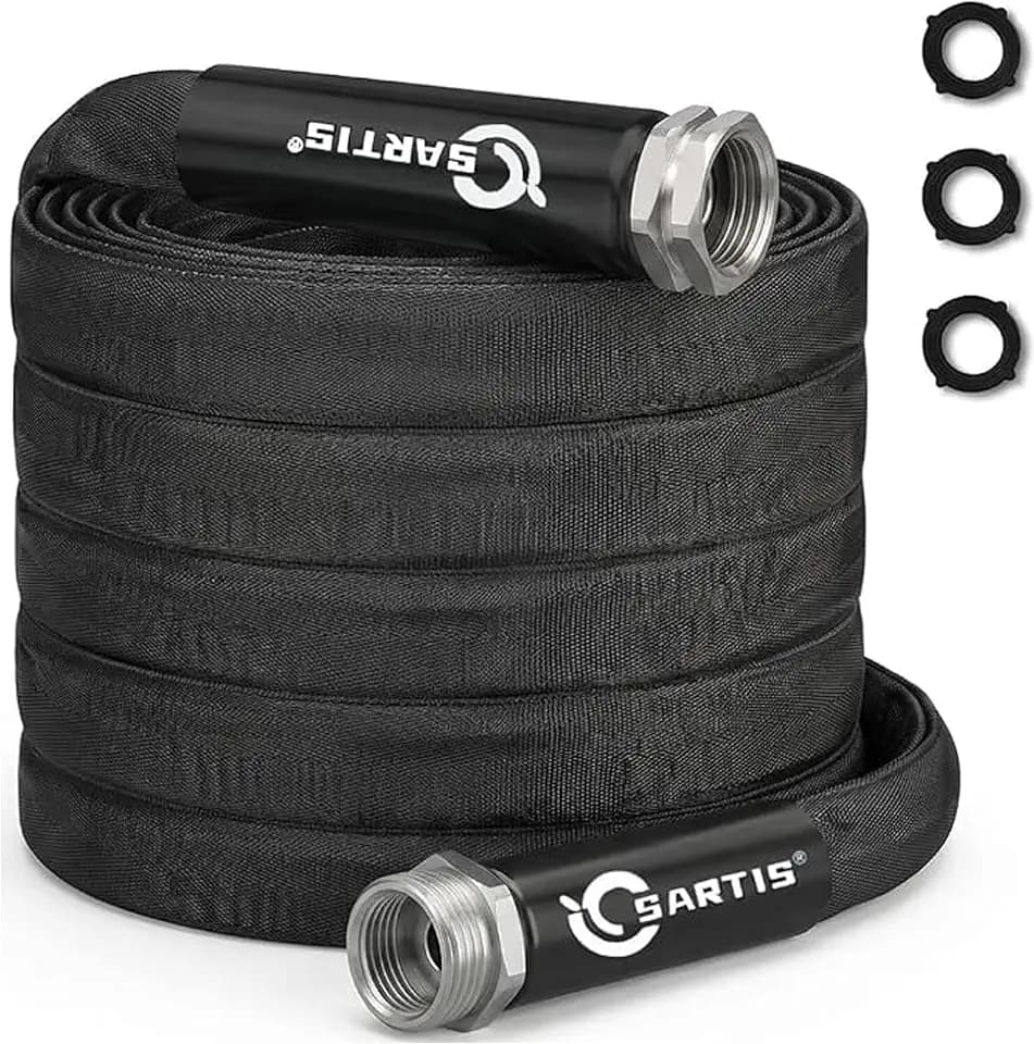 Garden Hose 100 ft x 5/8 in, Ultra-Light, All-Weather Water Hose, Leak-Free Connections,High Pressure Abrasion-Resistant Eco-Friendly, Black