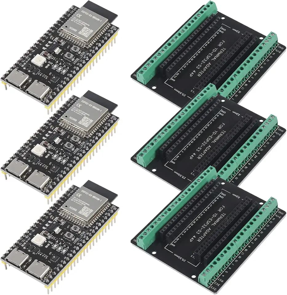 3Sets ESP32 S3 Development Board 2.4G WiFi BT Module Internet of Things ESP32-S3-WROOM-1 N16R8 MCU 44Pin 8M PSRAM with Esp32-S3 Expansion Adapter