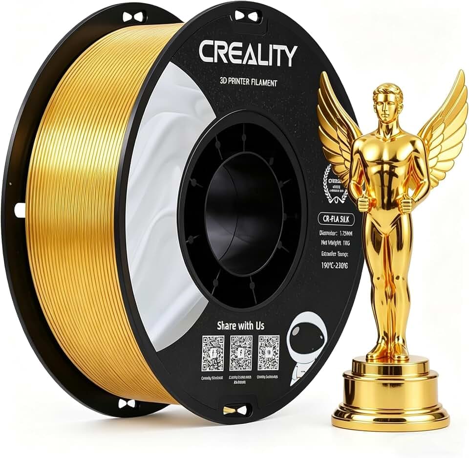 Creality CR Silk 3D-Drucker-Filament, Seidenglänzende 3D-Druck-PLA-Filament 1,75 mm/1 kg, Kompatibel mit den Meisten FDM-Druckern, Golden