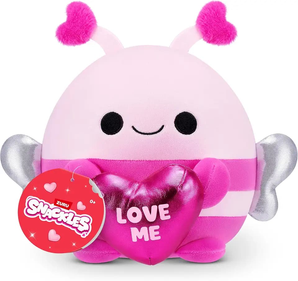 Snackles Valentine’s Edition 8-Inch Plush Toy (Bumblebee with Heart-Shape Chocolate) by ZURU – Ultra-Soft Stuffed Animal with Valentine’s Accessory, Collectible for Kids, Tweens, Teens & Gifting