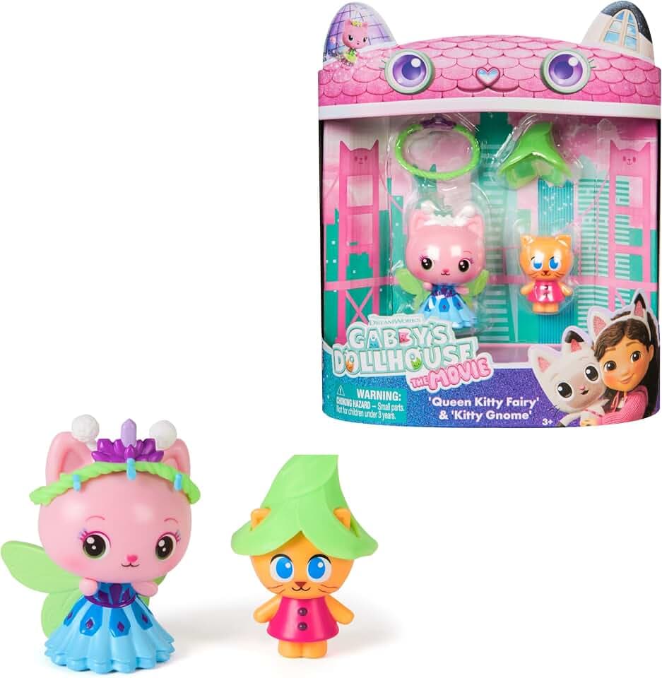 DREAMWORKS GABBY'S DOLLHOUSE: DER FILM - Queen Kitty Fee & Kätzchen Gnom Figuren-Set mit 2 Zubehörteilen, für Kinder ab 3 Jahren