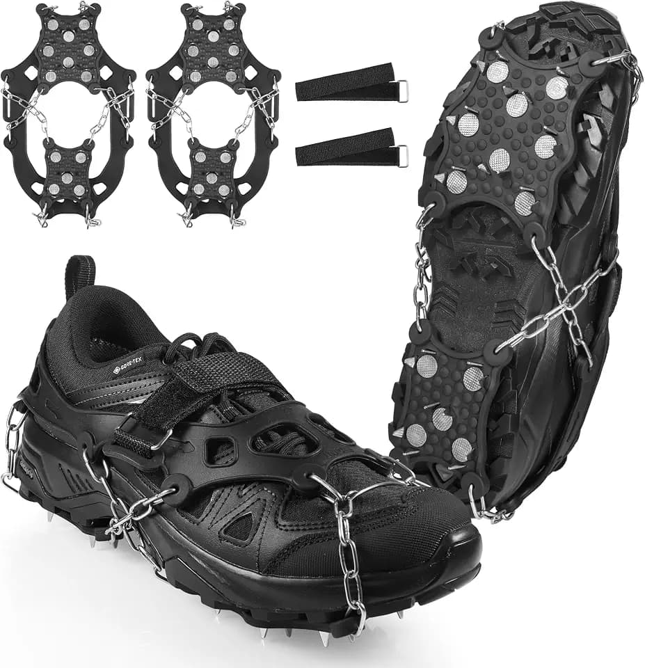Steigeisen für Wanderschuhe, rutschfest Spikes für Schuhe Winter Grödel für Bergschuhe, 26 Zähne Edelstahl Schuhspikes Schnee＆EIS, Schneeketten für Schuhe, Crampons für Wanderung Angeln