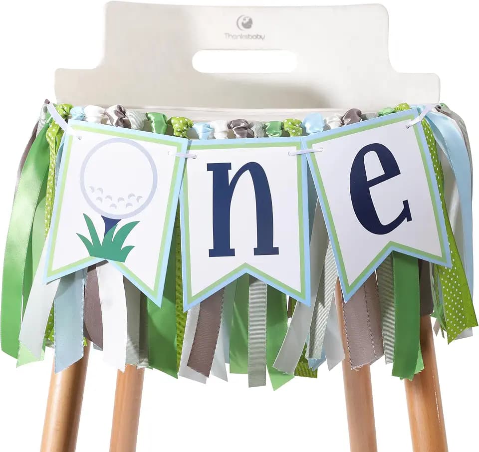Golf 1st Birthday High Chair Banner - Hole In One Cake Smash Decorations, Boy First Birthday, Golf Party One Banner
