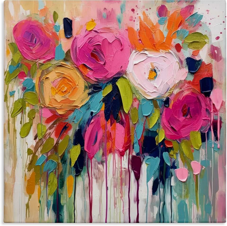 Stupell Industries Urban Paint Bouquet Floral, 30 x 30 Inch Canvas Wall Art