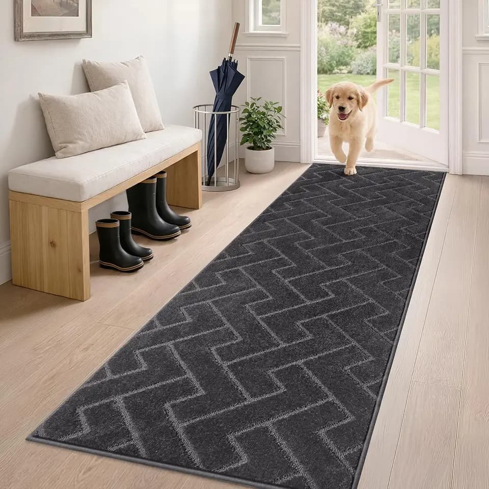 PURRUGS Hallway Runner Rug, 24" x 59", Charcoal