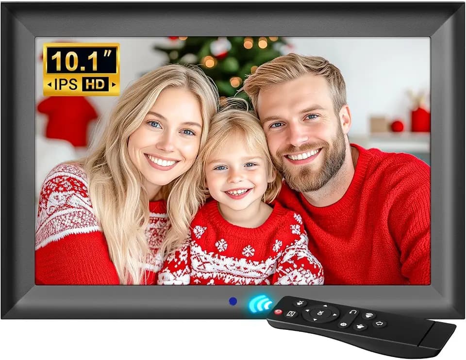 OBVHNUA Digitaler Bilderrahmen 10,1 Zoll IPS, ohne WLAN, Fernbedienung