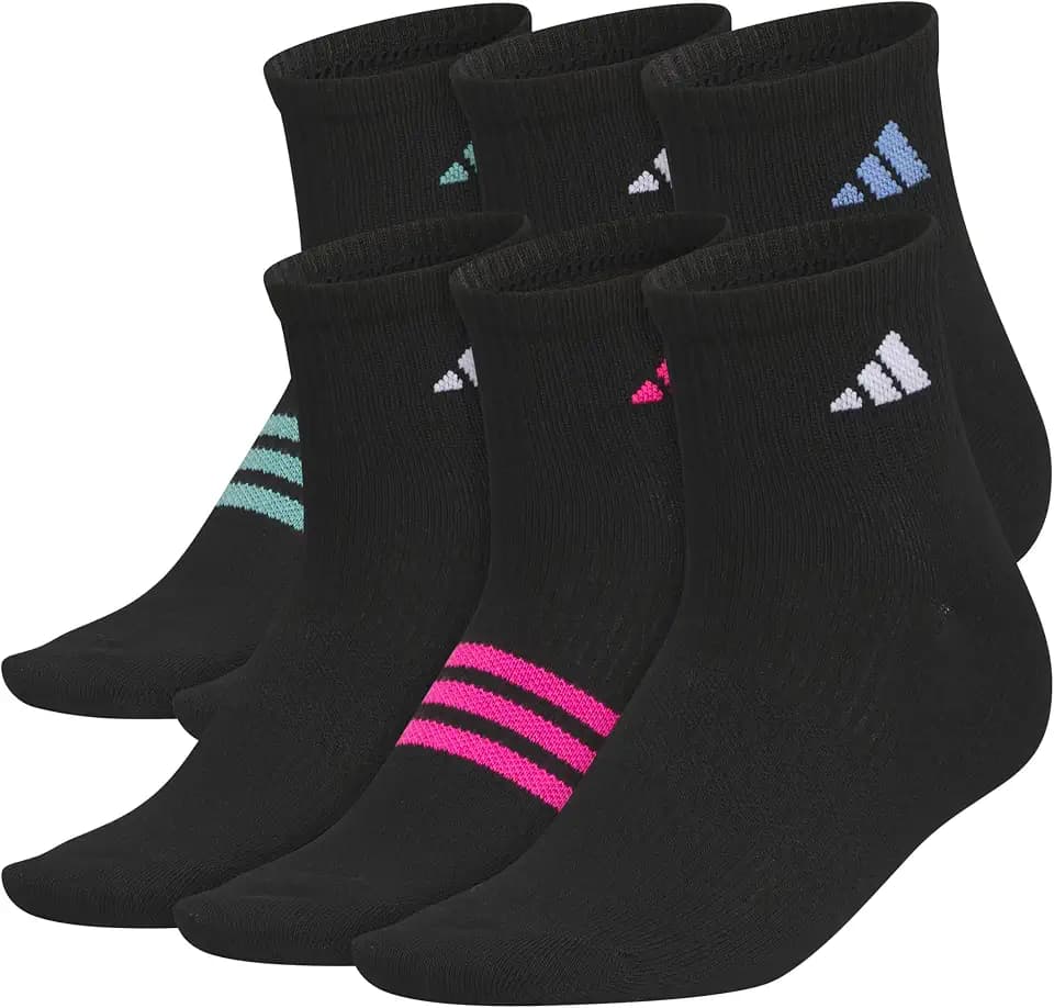 adidas Women's Superlite Quarter Ankle Socks 6 Pairs