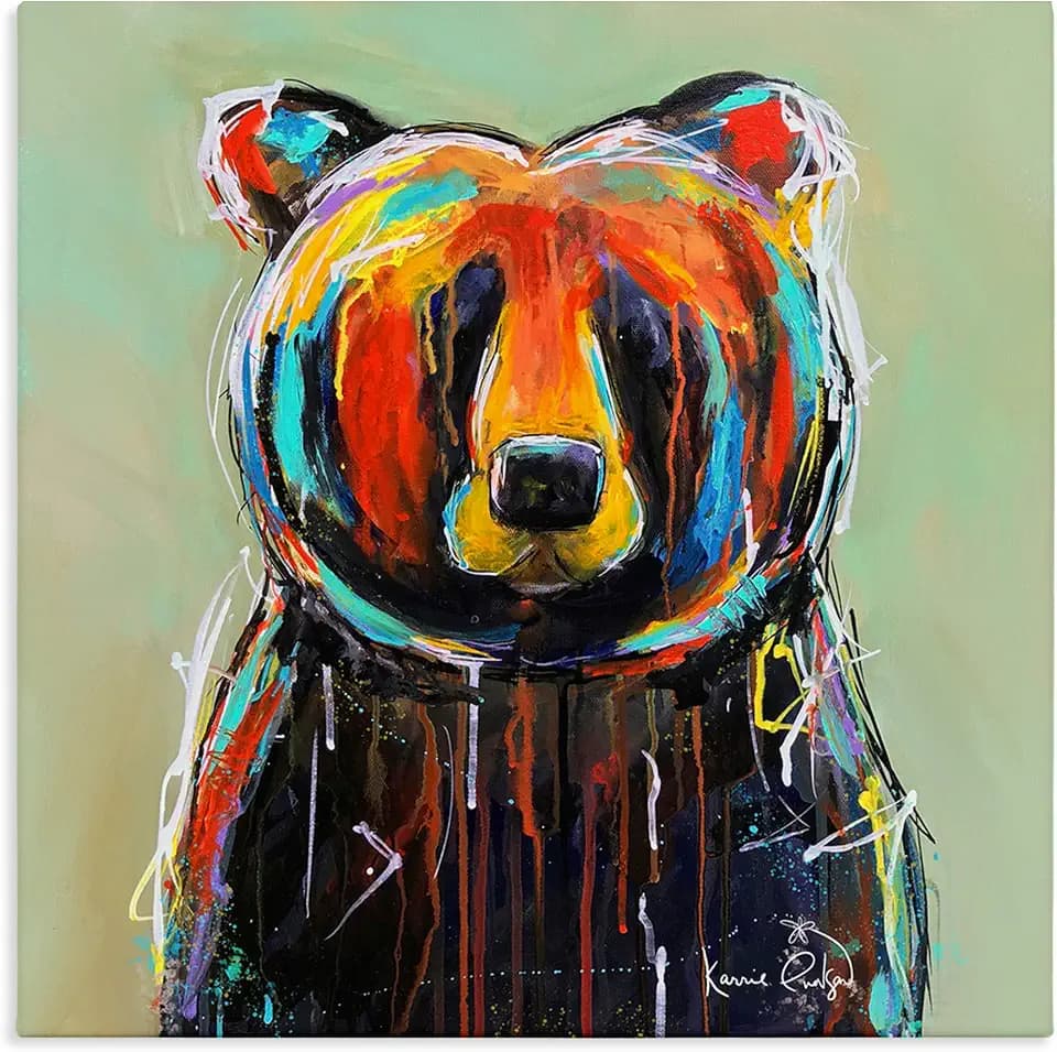 Urban Bear Graffiti Abstract, 24 x 24 Inch Canvas Wall Art