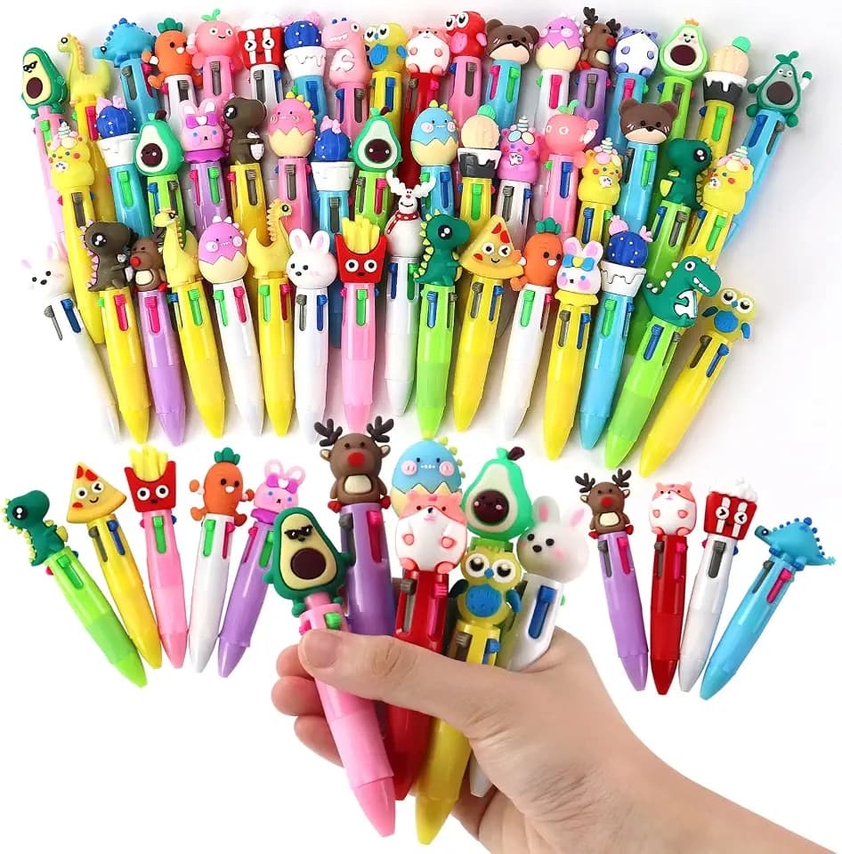 50PCS 4-in-1 Fun Pens, Multicolor Kawaii Ballpoint Pens for Kids