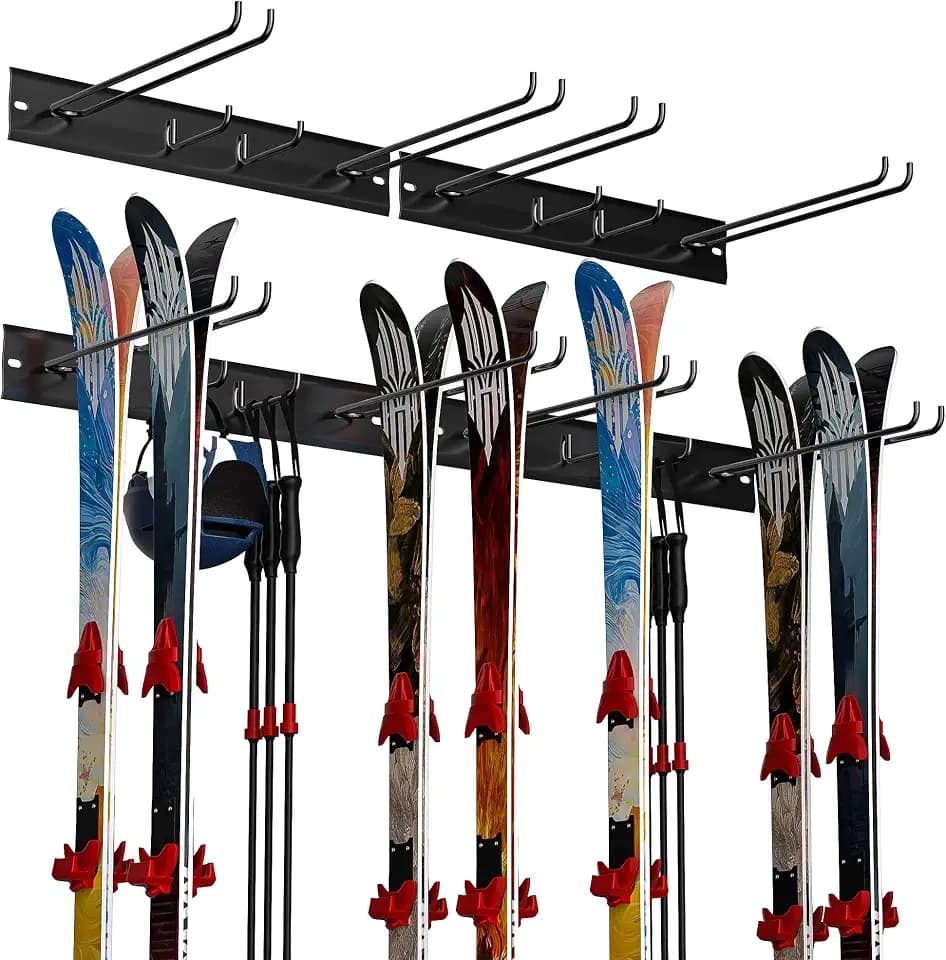 Ultrawall Ski Rack, Wall Mounted Ski Storage Rack, Garage Skis Holder