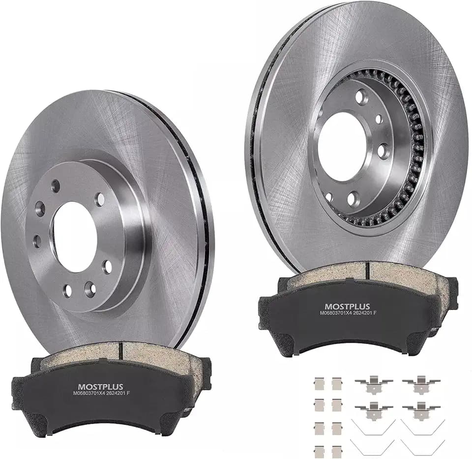 MOSTPLUS Front Vented Disc Brake Rotors+Ceramic Brake Pad Compatible for 2006-2012 Ford Fusion / 2006-2013 Mazda 6/2007-2012 Lincoln MKZ Brake Rotors Pads Kit