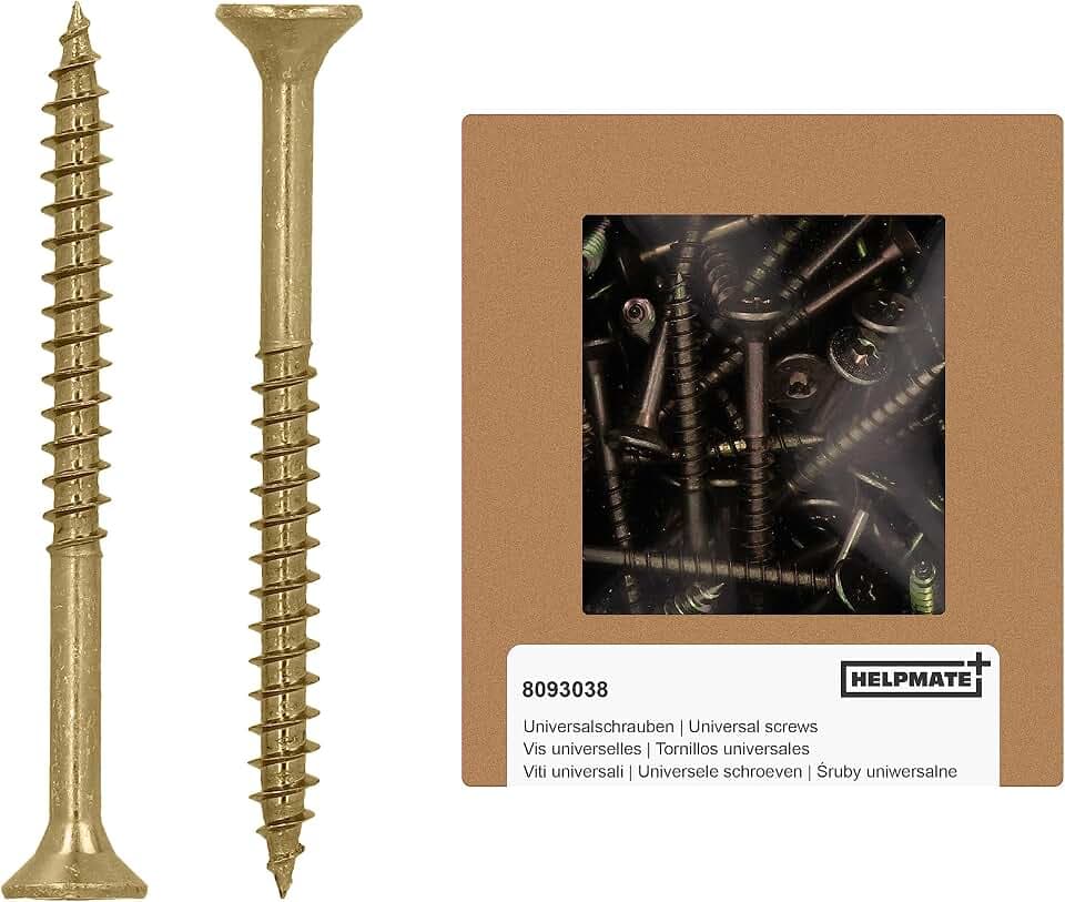 HELPMATE – Holzschrauben Senkkopf 5,0x60 mm – gelb passiviert – 100 Stück