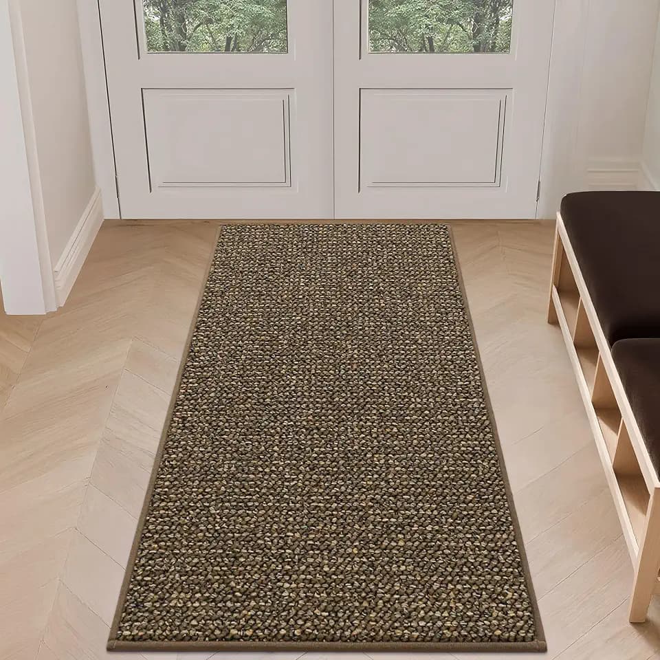 BEQHAUSE Dirt Trapper Door Mat 24" x 60", Non-Slip Washable Doormats, Brown