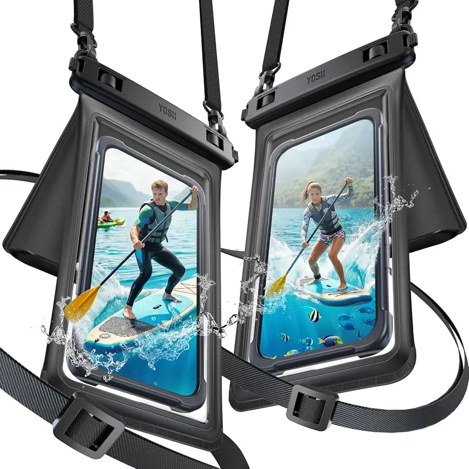 YOSH wasserdichte Handyhülle [3D Doppelte Taschen] 2 Stück, bis zu 7,5"
