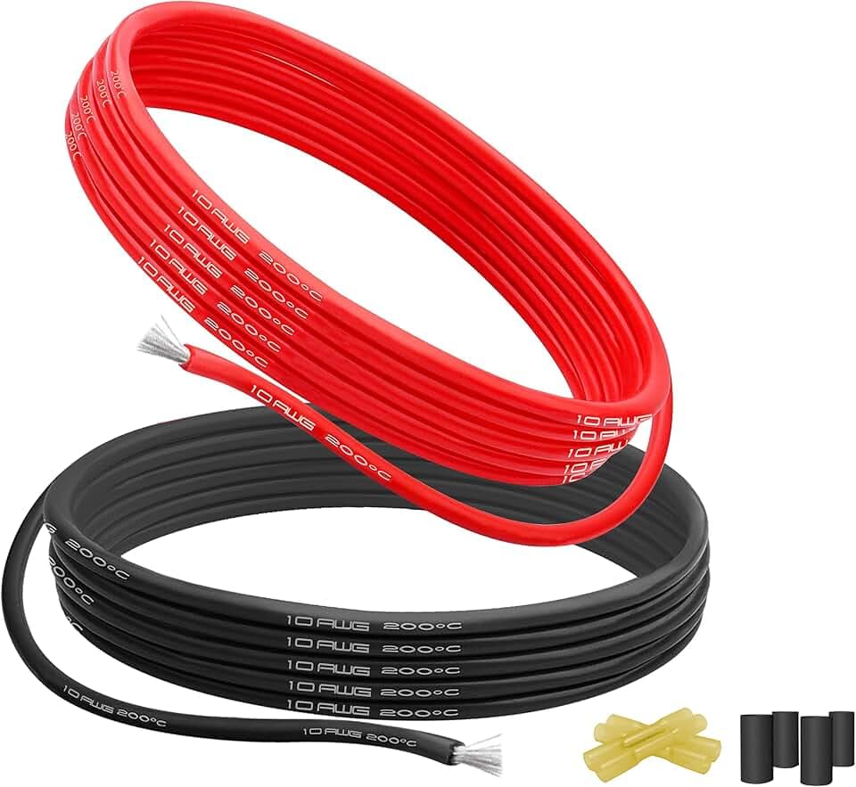 10AWG 5,26mm² Silikonkabel, Schwarz/Rot, 2 x 2,6m