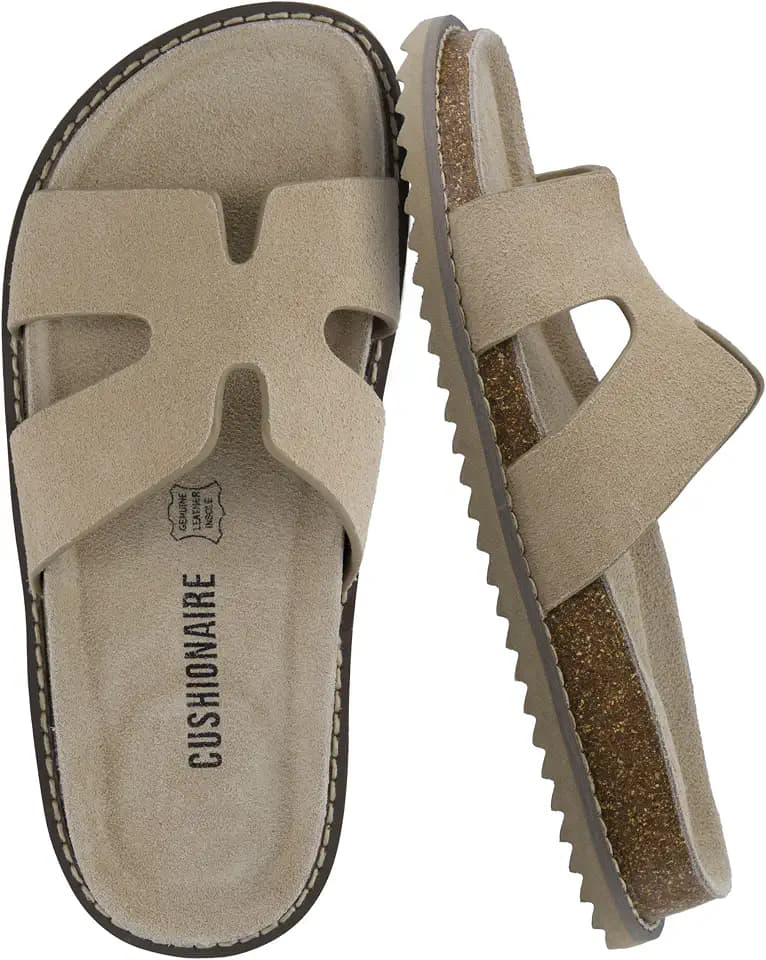 CUSHIONAIRE Women's Wisdom Cutout Leather Slide Sandals