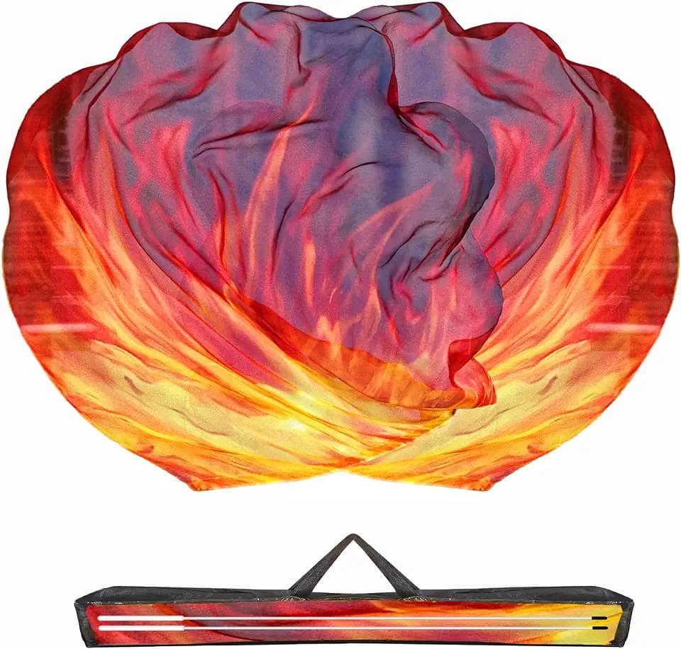 Baisdan 54"x54" Worship Flags for Dance Church, Praise Dance Flag, Fire Flags with Flexible Rods & Storage Bag, Set of 2, Orange-Red-Black