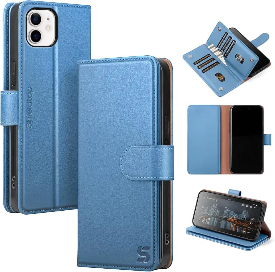 Shieldtop for iPhone 11 Wallet Case with Card Holder,Light Blue