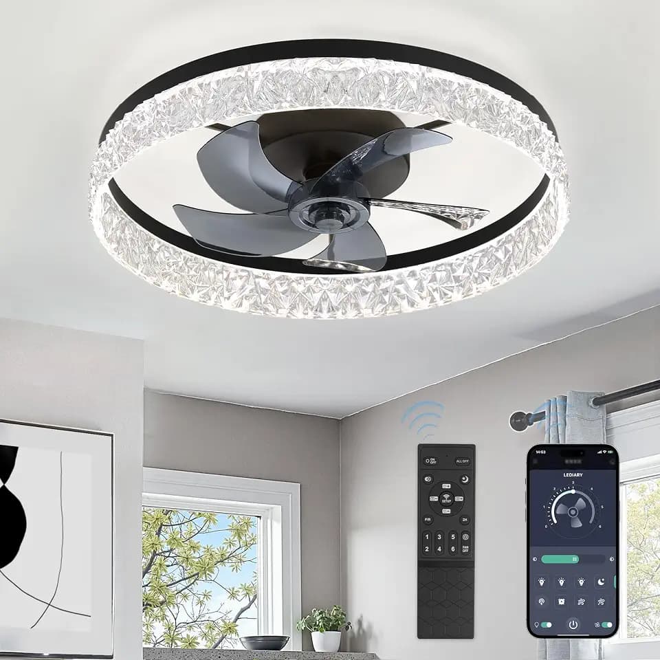 LEDIARY 22" Ceiling Fans with Lights and Remote, Fandelier Black