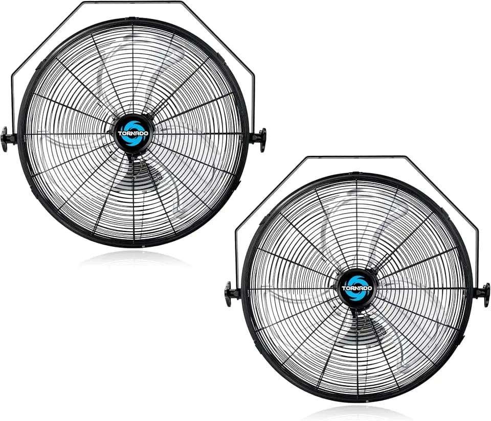 Tornado 2-Pack 18-Inch High Velocity Industrial Wall Fans, 4000 CFM, 3-Speed, TEAO Enclosure Motor, 6.5-FT Power Cord, UL Safety Listed for Industrial, Commercial, and Residential Use