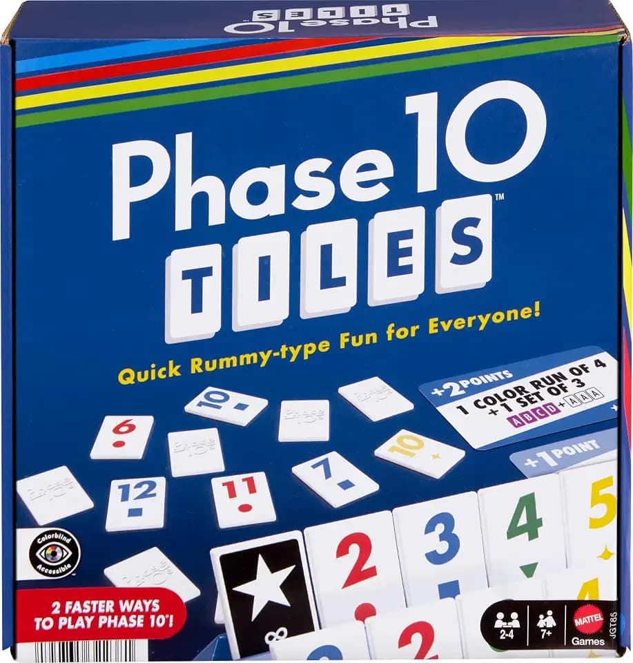 Mattel Games Phase 10 Tiles Game for Ages 7+, 2-4 Players