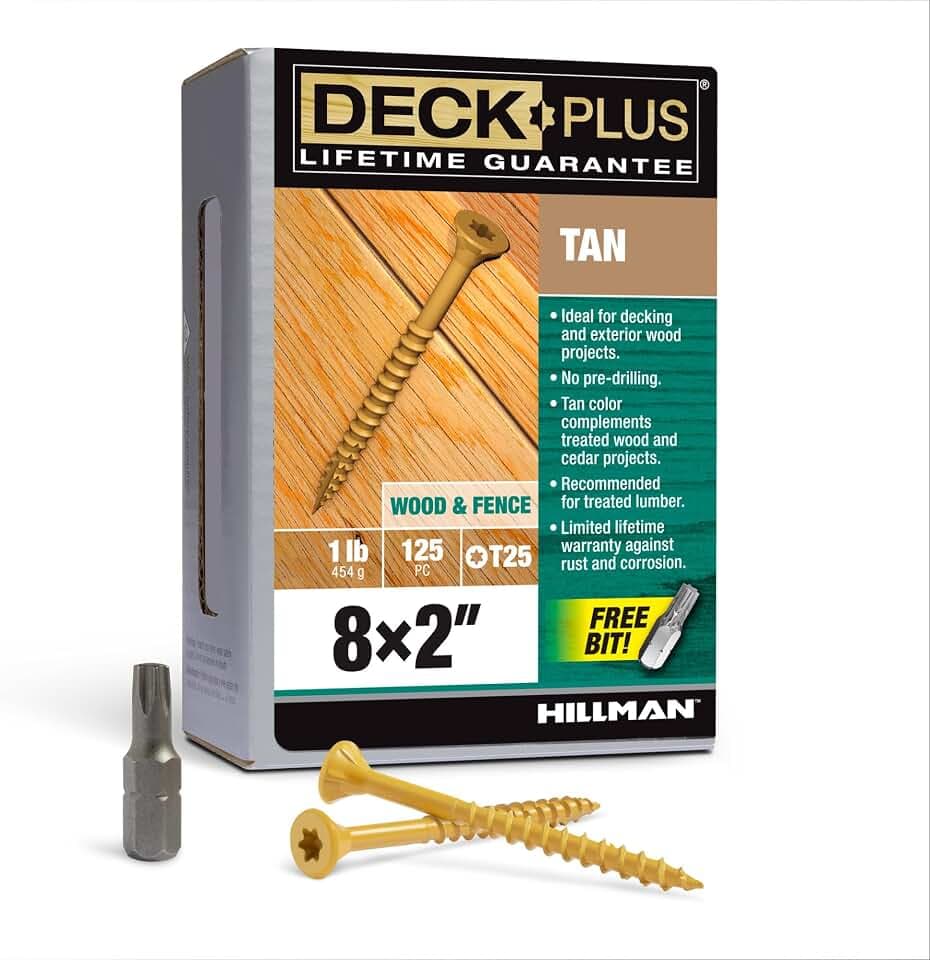 Deck Plus Exterior Deck Screws, #8 x 2in, 125 Pack, Tan