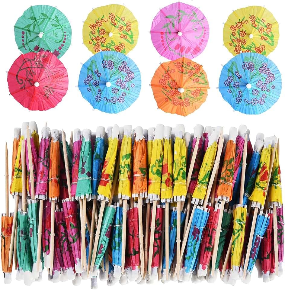 ALINK 144 Pcs Cocktail Umbrella for Drinks, 4-inch Tiki Luau Umbrella Picks