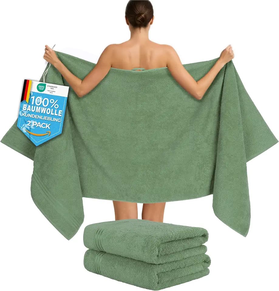 Hammetex Saunahandtuch 2er Set 80x200 cm, XL Duschtuch, 100% Baumwolle