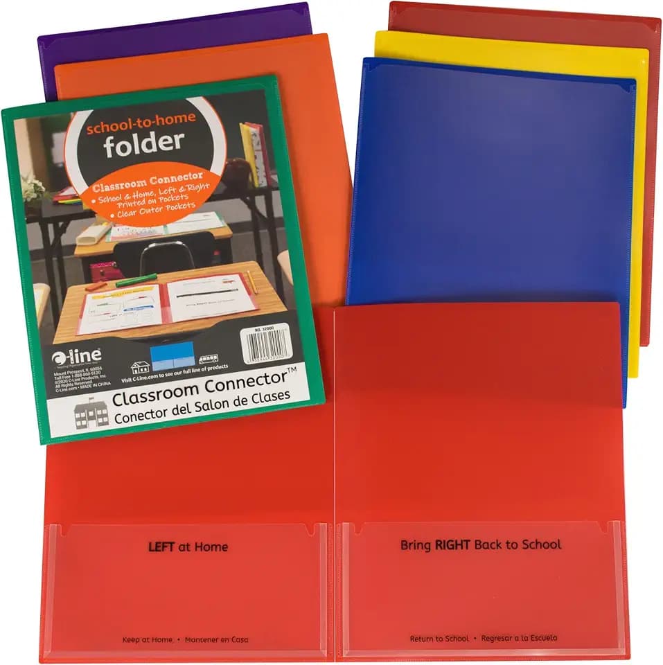 C-Line Classroom Connector School-to-Home Folders, Assorted (32000-36)