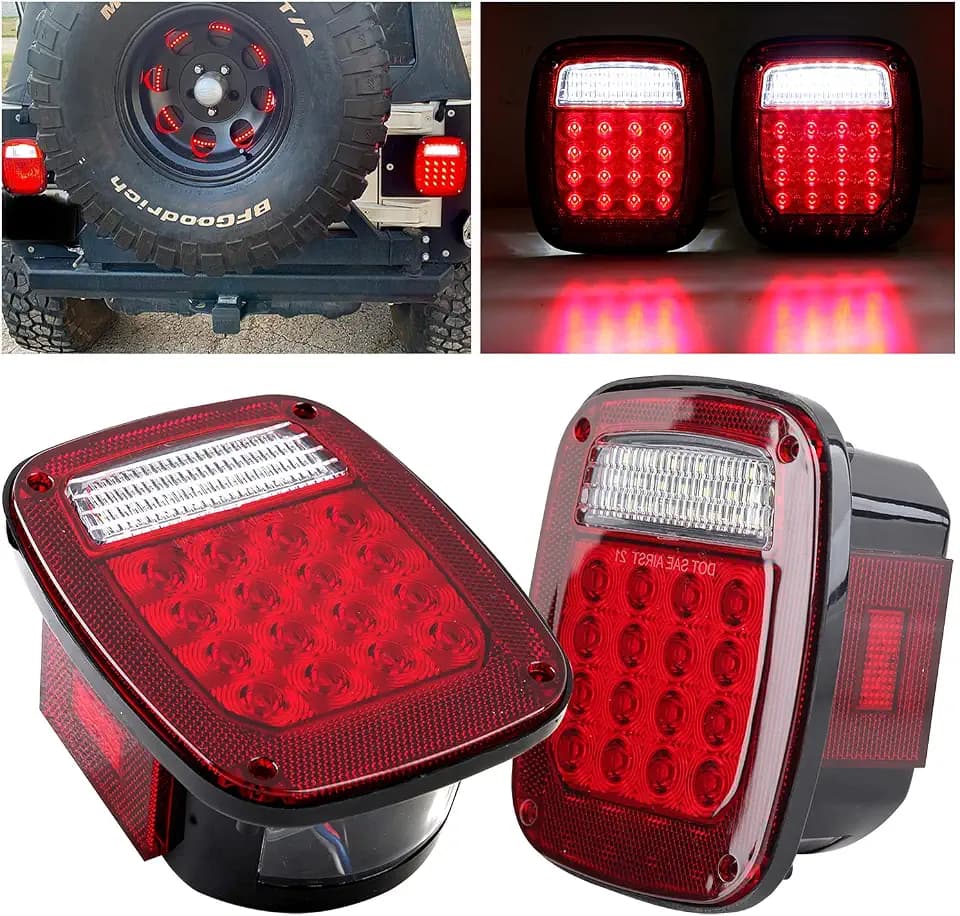 Partswcgg 2Pcs Square Rear Combination Tail Lights Lamps w/Side Markers