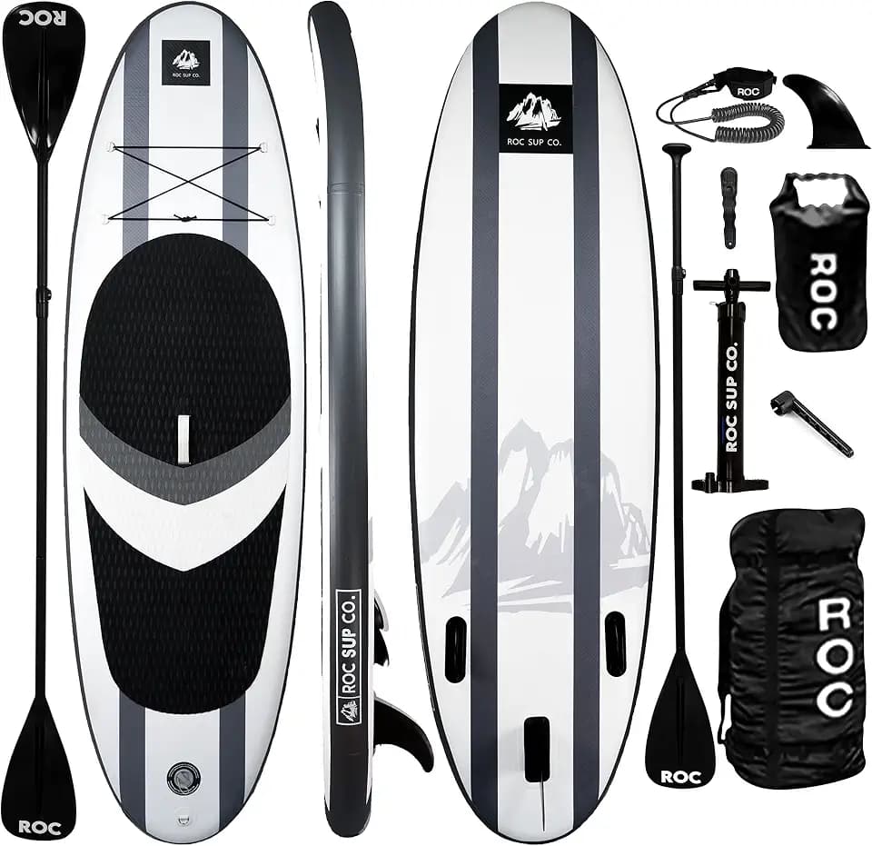 Roc Inflatable Stand Up Paddle Board 10' 6" with Premium SUP Paddle Board Accessories, Wide Stable Design, Non-Slip Comfort Deck for Youth & Adults (Charcoal)