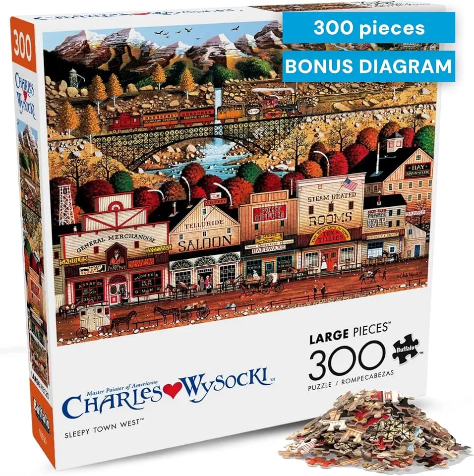Buffalo Games Charles Wysocki, Sleepy Town West, 300 Piece Jigsaw Puzzle