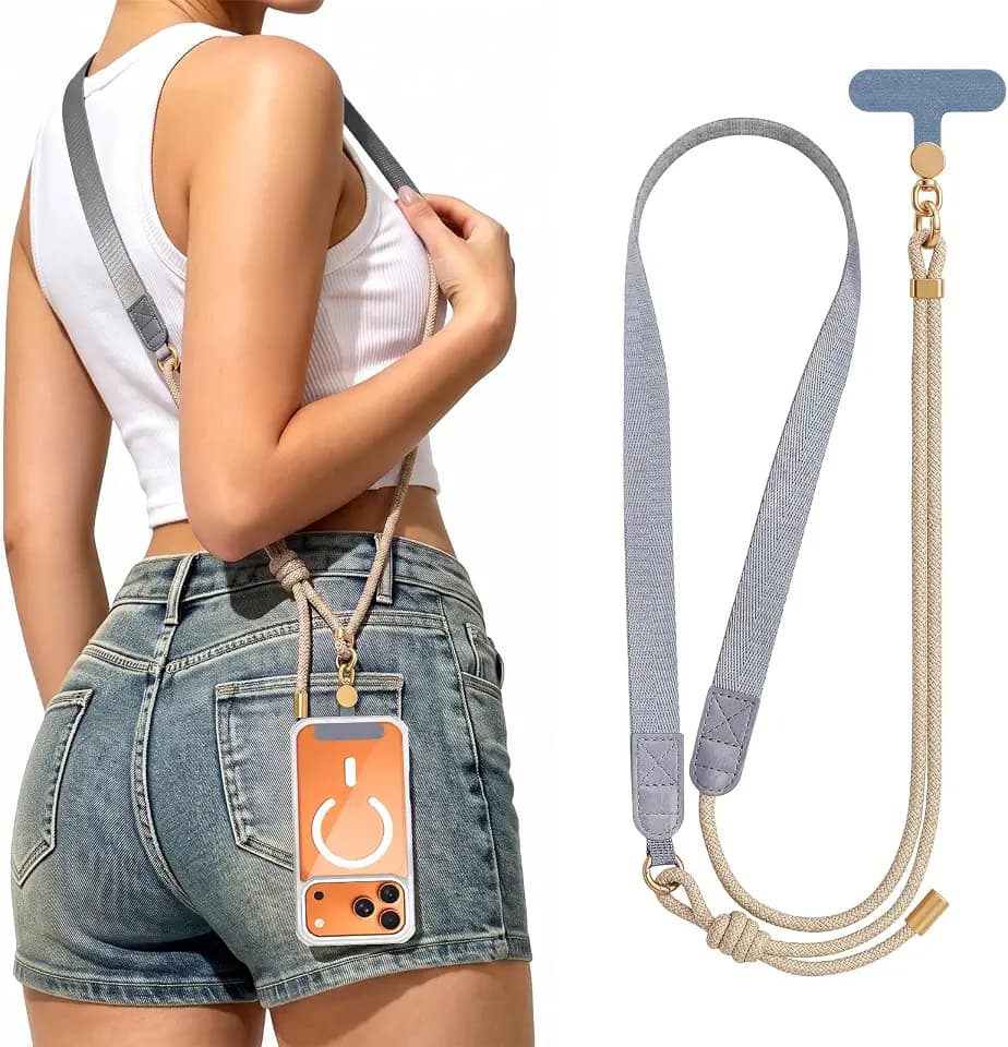 Phone Lanyard Crossbody Adjustable Strap for Travel Outdoor Khaki