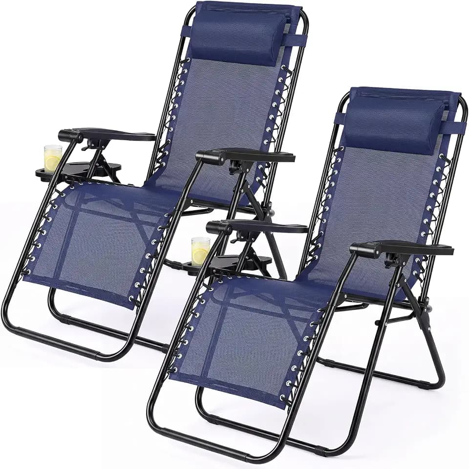 NEWBULIG Zero Gravity Chairs Set of 2, Folding Lounge Recliner Chair