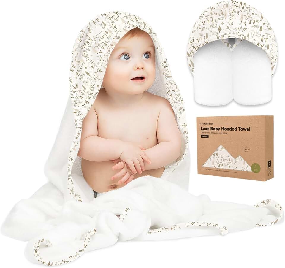 KeaBabies Babyhandtuch mit Kapuze für Neugeborene, 89x89cm (Wildwood, Regular)