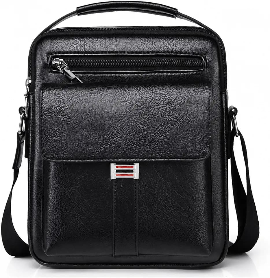 Small Crossbody Bag, Mens Shoulder Bag, Vintage leather Bag Office Business for Men, Handbag Purse Zipper