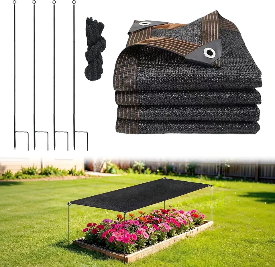 70% Garden Shade Cloth Kit 86''x 43'' with 4 Stakes and Rope